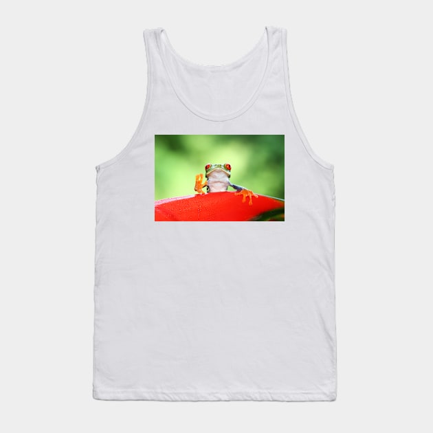 "Live long and Prosper" Red-eyed Tree Frog Tank Top by Jim Cumming